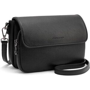 Women Black Leather Imported Zipper Purse Crossbody Shoulder Bag